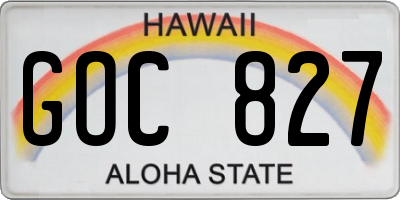 HI license plate GOC827
