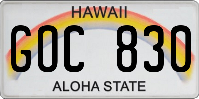 HI license plate GOC830