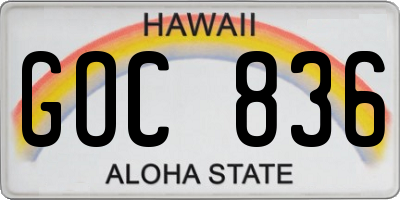 HI license plate GOC836