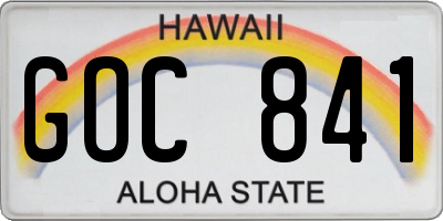 HI license plate GOC841