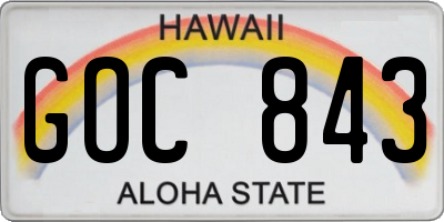 HI license plate GOC843
