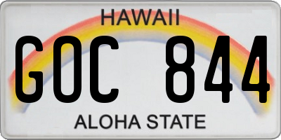 HI license plate GOC844