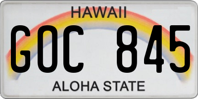 HI license plate GOC845
