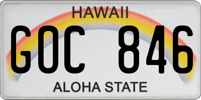 HI license plate GOC846