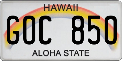 HI license plate GOC850