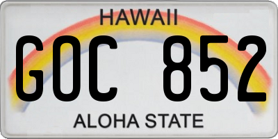 HI license plate GOC852