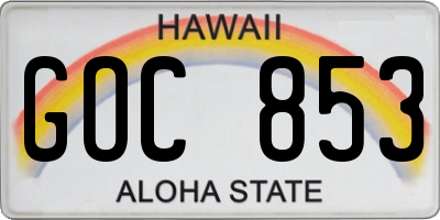 HI license plate GOC853