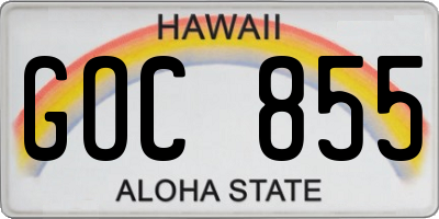 HI license plate GOC855