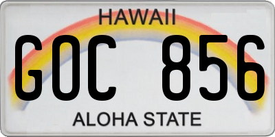 HI license plate GOC856