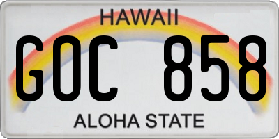 HI license plate GOC858