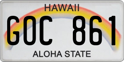 HI license plate GOC861