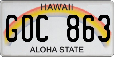HI license plate GOC863