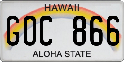 HI license plate GOC866