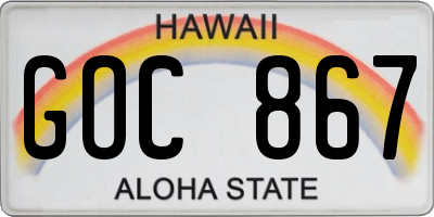 HI license plate GOC867