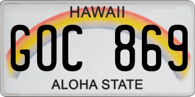 HI license plate GOC869