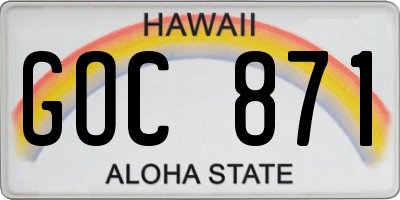HI license plate GOC871