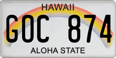 HI license plate GOC874