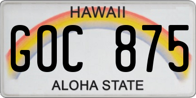 HI license plate GOC875