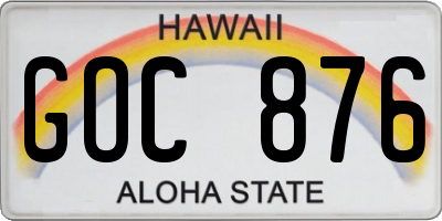 HI license plate GOC876