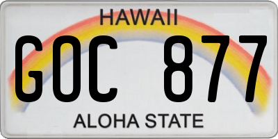 HI license plate GOC877