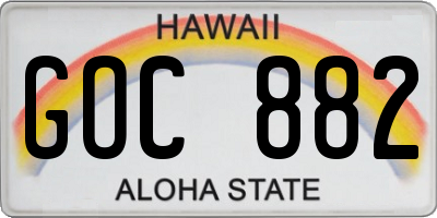 HI license plate GOC882