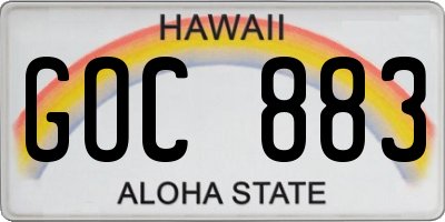 HI license plate GOC883