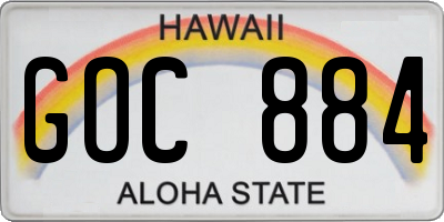 HI license plate GOC884