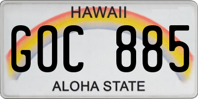 HI license plate GOC885