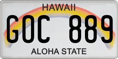HI license plate GOC889