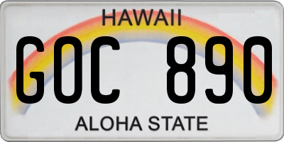 HI license plate GOC890