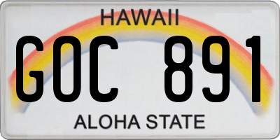 HI license plate GOC891