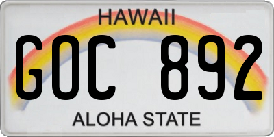 HI license plate GOC892