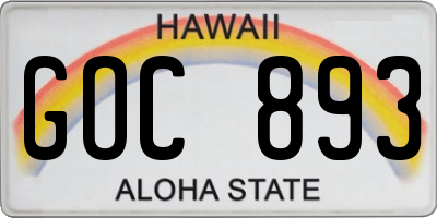 HI license plate GOC893