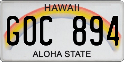 HI license plate GOC894