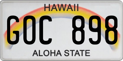 HI license plate GOC898
