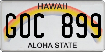 HI license plate GOC899