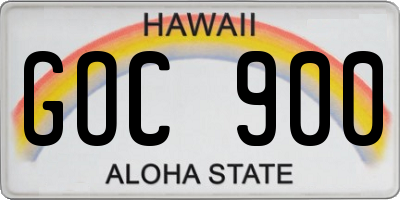 HI license plate GOC900