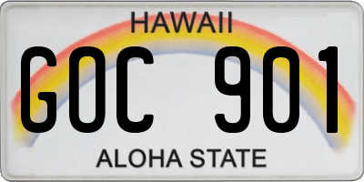 HI license plate GOC901