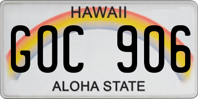 HI license plate GOC906