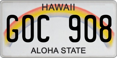 HI license plate GOC908