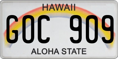 HI license plate GOC909