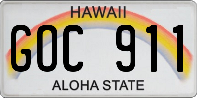 HI license plate GOC911