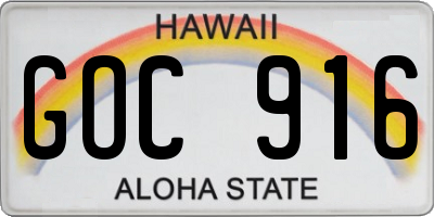 HI license plate GOC916