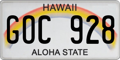 HI license plate GOC928