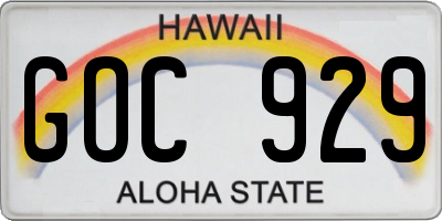 HI license plate GOC929