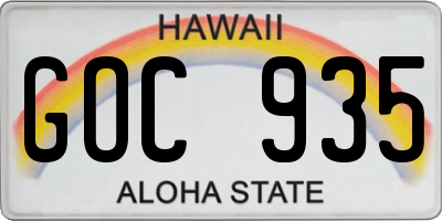 HI license plate GOC935