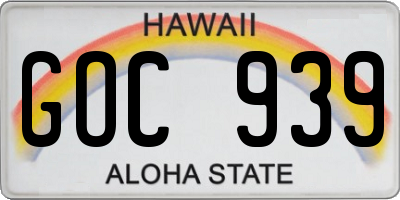 HI license plate GOC939