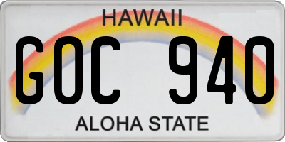 HI license plate GOC940