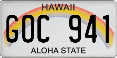 HI license plate GOC941