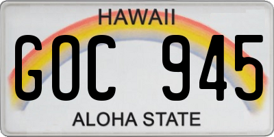 HI license plate GOC945